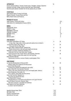 APPERITIVO 12 COCKTAILS 14 PROSECCO Veneto BIRRA VINO