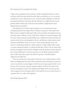 The Argument from Cosmological Fine Tuning