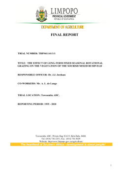 The effects of rest periods and seasonal grazing on grass vigour, as