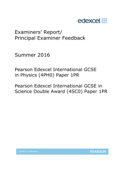 Examiner Feedback Summer 2016 - Edexcel