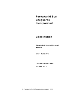 Paekakariki Surf Lifeguards Club Constitution