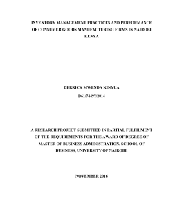 Inventory Management Practices and Performance of Consumer