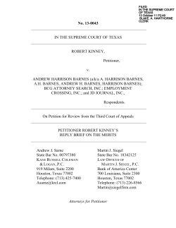 No. 13-0043 IN THE SUPREME COURT OF TEXAS ROBERT