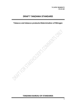 draft tanzania standard - Tanzania Bureau of Standards