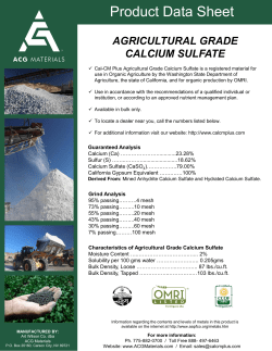 Product Data Sheet &ndash; Agricultural Grade Bulk Calcium Sulfate