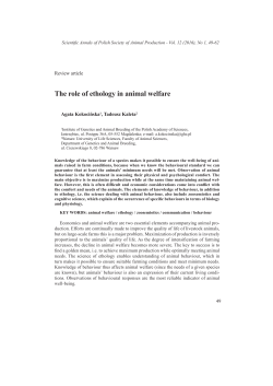 The role of ethology in animal welfare