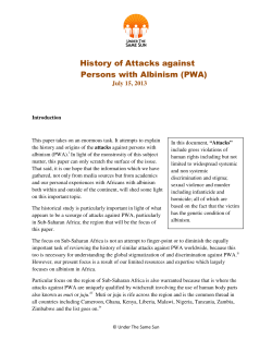 History of Attacks against Persons with Albinism (PWA)
