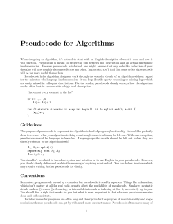 Pseudocode for Algorithms