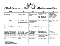 English I 1st Six Weeks Writing Effectively About