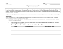 College Board Concept Outline Period 3: 1754 to 1800