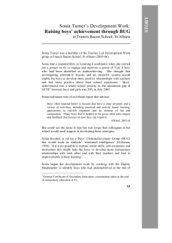 Sonia Turner`s Development Work: Raising boys` achievement