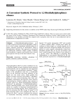 A Convenient Synthetic Protocol to 1, 2‐Bis (dialkylphosphino
