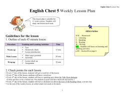 English Chest 5 Weekly Lesson Plan