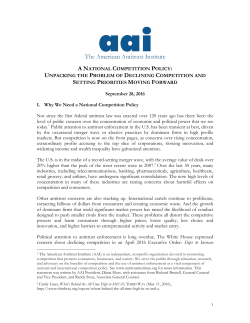 A National Competition Policy: Unpacking the Problem of Declining