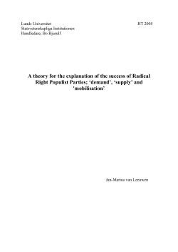 A theory for the explanation of the success of Radical Right Populist