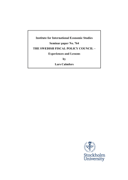 The Swedish Fiscal Policy Council: Experiences and Lessons