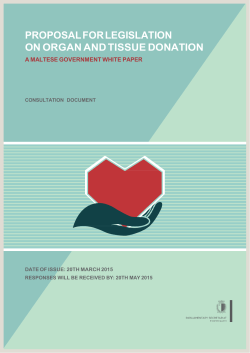 PROPOSAL FOR LEGISLATION ON ORGAN AND TISSUE