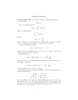STIRLING`S FORMULA Bernoulli polynomials are defined
