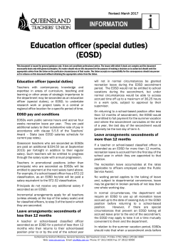 Education officer (special duties) (EOSD)