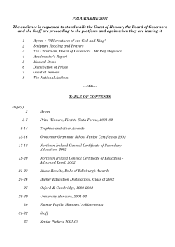 PROGRAMME 2002 The audience is requested to stand while the