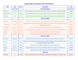 Class Information - Apple Valley Gymnastics