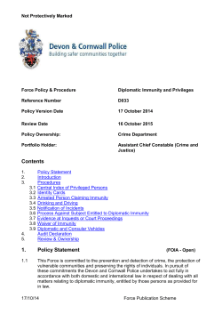 DIPLOMATIC IMMUNITY AND PRIVELEGES