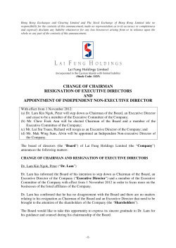change of chairman resignation of executive