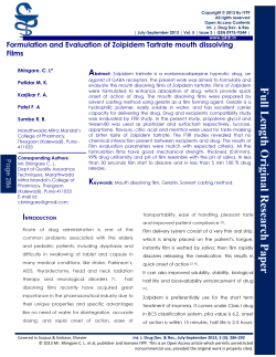 Formulation and Evaluation of Zolpidem Tartrate mouth dissolving