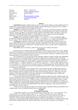 Metabolic equivalent of brisk walking and playing new generation