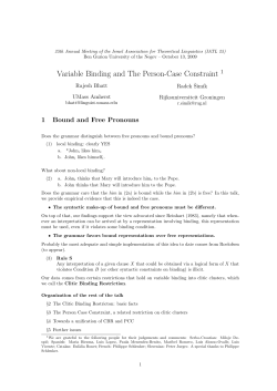 Variable Binding and The Person