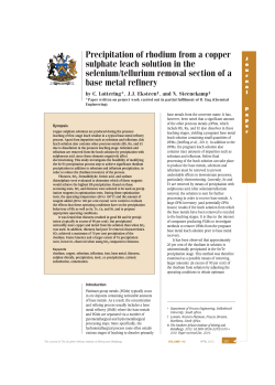 Precipitation of rhodium from a copper sulphate leach solution in the