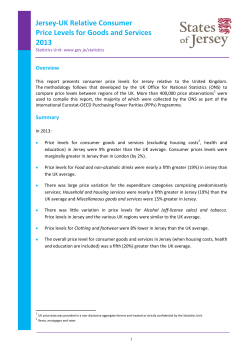 Jersey-UK Relative Consumer Price Levels for
