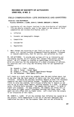 Field Compensation - Life Insurance and Annuities