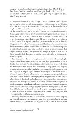 Daughters of London: Inheriting Opportunity in the Late Middle Ages