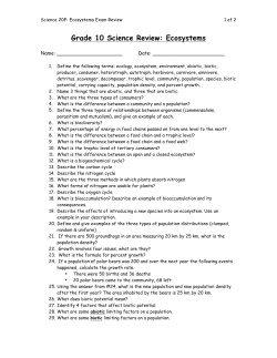 Grade 10 Science Review: Ecosystems