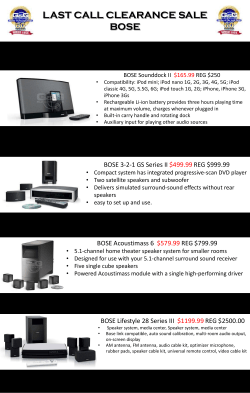 LAST CALL CLEARANCE SALE BOSE