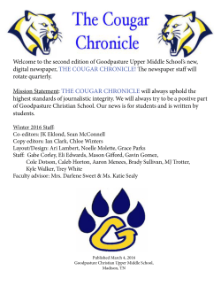 The Cougar Chronicle - Goodpasture Christian School