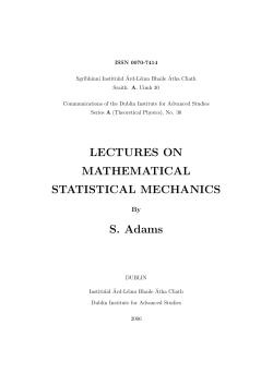 LECTURES ON MATHEMATICAL STATISTICAL MECHANICS S