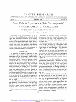 Mast Cells in Experimental Skin Carcinogenesis