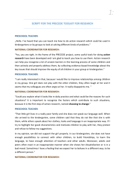 SCRIPT FOR THE PRECEDE TOOLKIT FOR RESEARCH