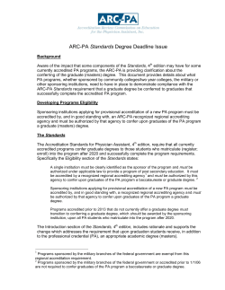 ARC-PA Standards Degree Deadline Issue