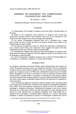 Assembly of Mangrove Ant Communities: Colonization Abilities