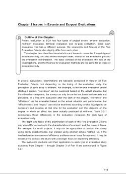 Chapter 2 Issues in Ex-ante and Ex-post Evaluations