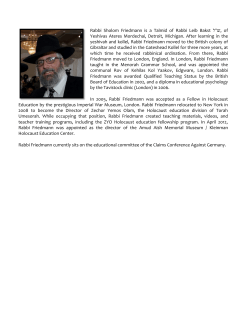 Rabbi Sholom Friedmann is a Talmid of Rabbi Leib Bakst צז "ל , of