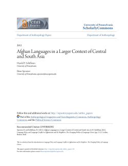 Afghan Languages in a Larger Context of Central and South Asia
