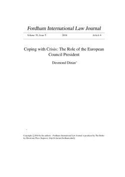Coping with Crisis: The Role of the European Council