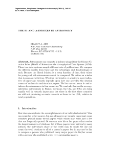 THE H- AND A-INDEXES IN ASTRONOMY Kitt Peak
