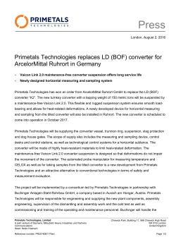 Primetals Technologies replaces LD (BOF) converter for