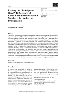 Playing the &ldquo;Immigrant Card&rdquo;: Reflections of Color