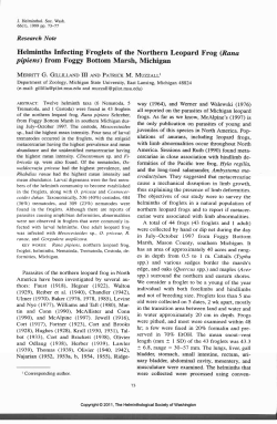 Helminths Infecting Froglets of the Northern Leopard